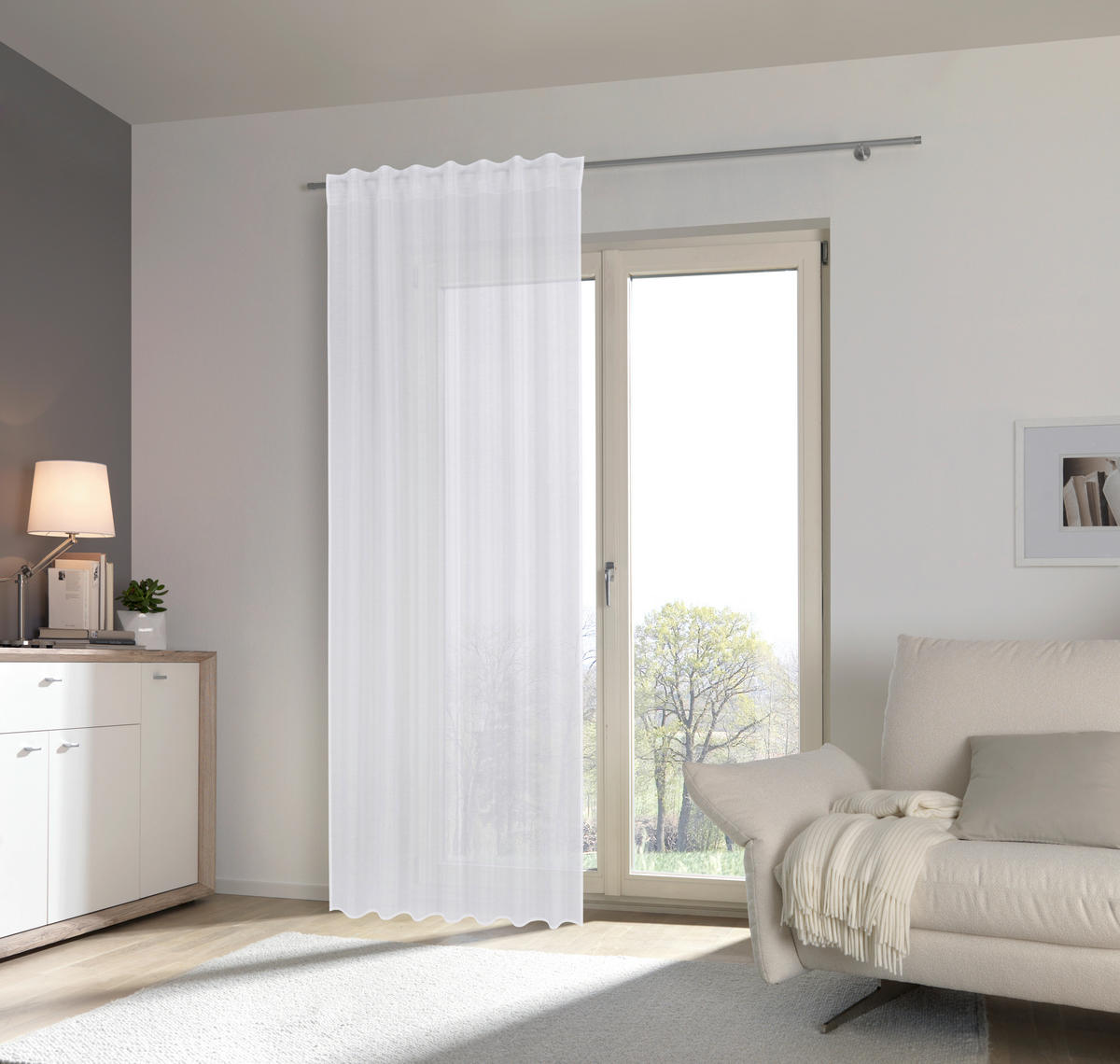 FERTIGVORHANG transparent  - Weiss, Basics, Textil (140/300cm) - Esposa