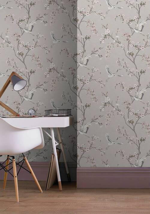 NON WOVEN-TAPET 52/1000 cm  - taupe/rosa, Basics, papper/plast (52/1000cm)