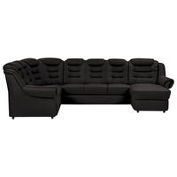 WOHNLANDSCHAFT Schwarz Lederlook  - Schwarz, KONVENTIONELL, Kunststoff/Textil (216/333/165cm) - Livetastic