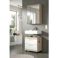 BADEZIMMER 2-teilig  in 60 cm  - Weiß Hochglanz/Silberfarben, Trend, Glas/Holzwerkstoff (60cm) - MID.YOU