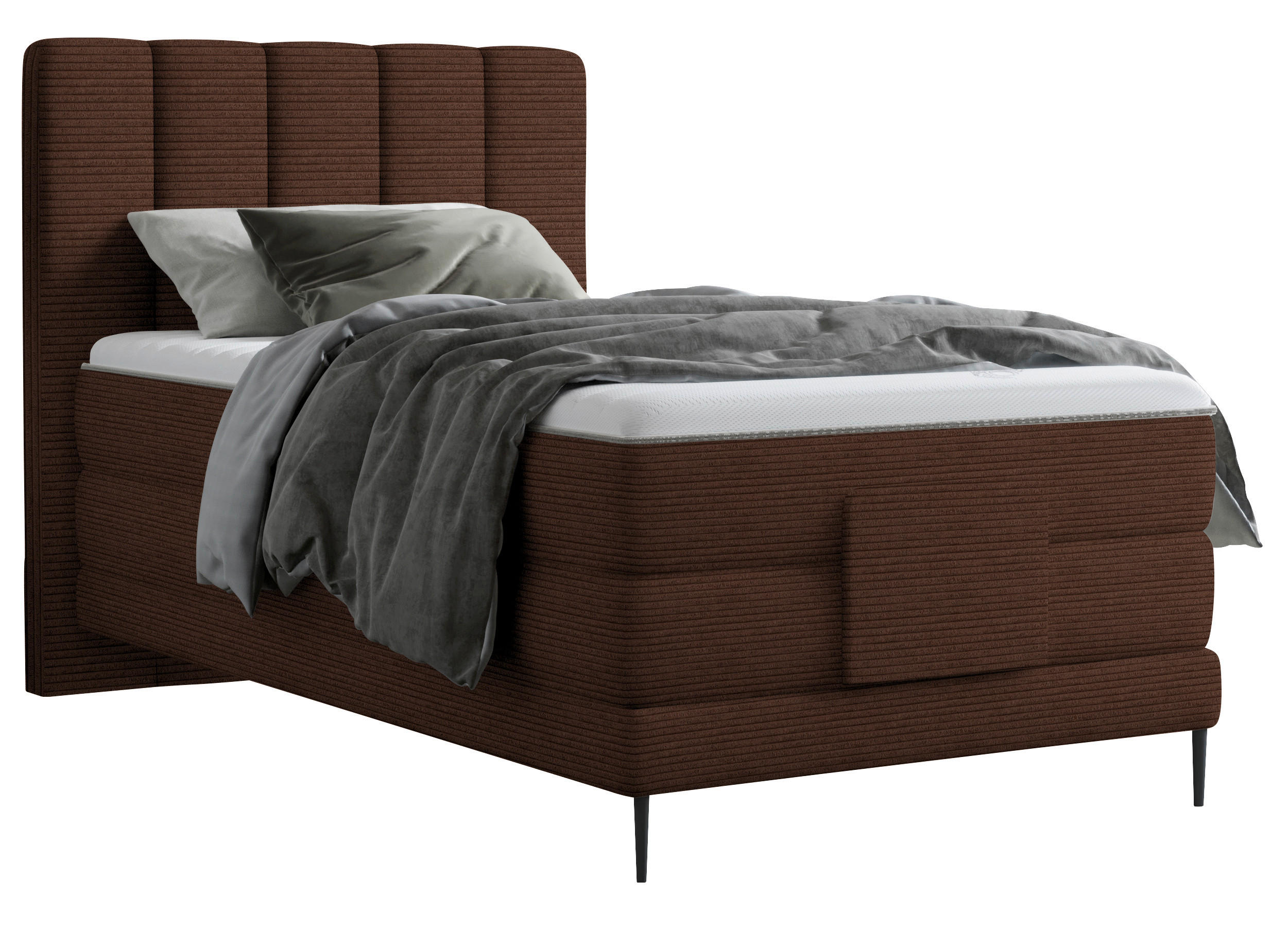 BOXSPRINGBETT 100/200 cm  in Dunkelbraun  - Dunkelbraun/Schwarz, Natur, Textil/Metall (100/200cm) - Esposa