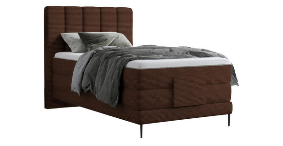 BOXSPRINGBETT 100/200 cm  in Dunkelbraun  - Dunkelbraun/Schwarz, Natur, Textil/Metall (100/200cm) - Esposa