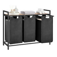 WÄSCHEKORB - Eichefarben/Schwarz, Trend, Holzwerkstoff/Textil (92,5/72/33cm) - Boxxx