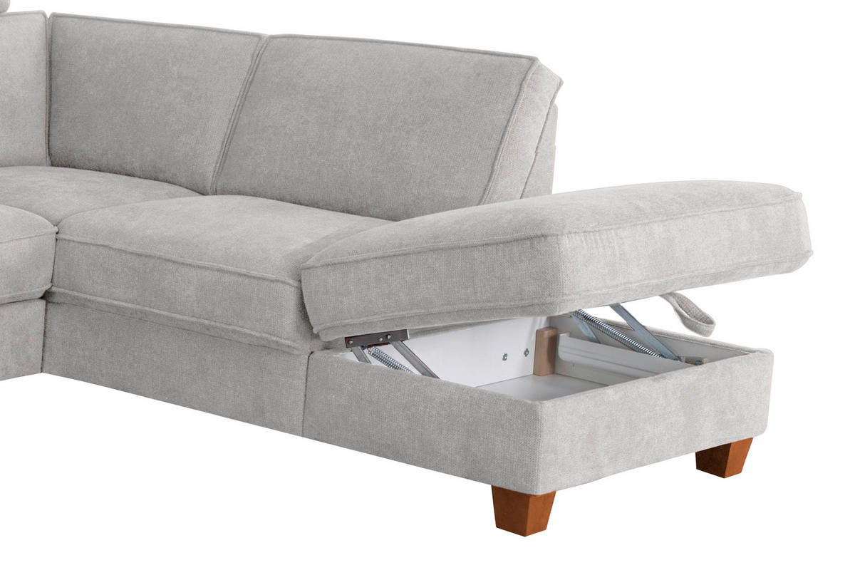 ECKSOFA in Flachgewebe Silberfarben  - Eichefarben/Silberfarben, Konventionell, Holz/Textil (236/213cm) - Sit & More