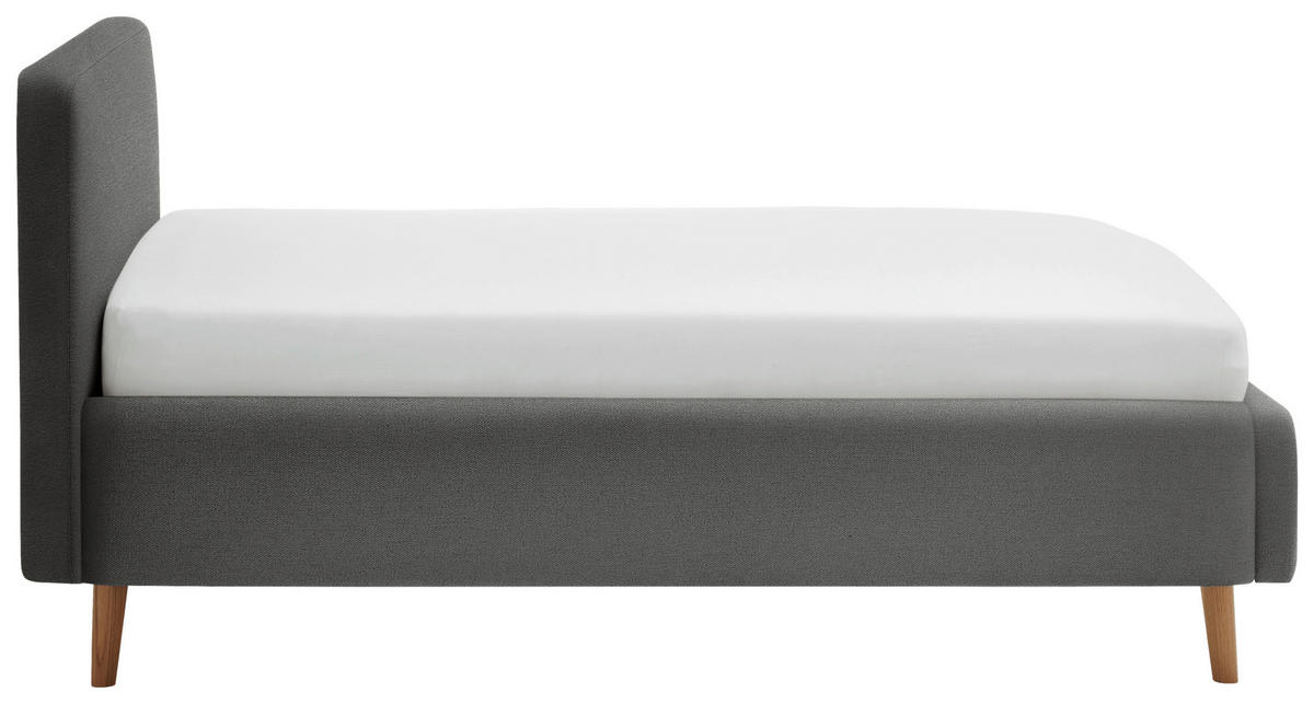 POLSTERBETT 140/200 cm  in Anthrazit  - Eichefarben/Birkefarben, Design, Holz/Textil (140/200cm) - Xora