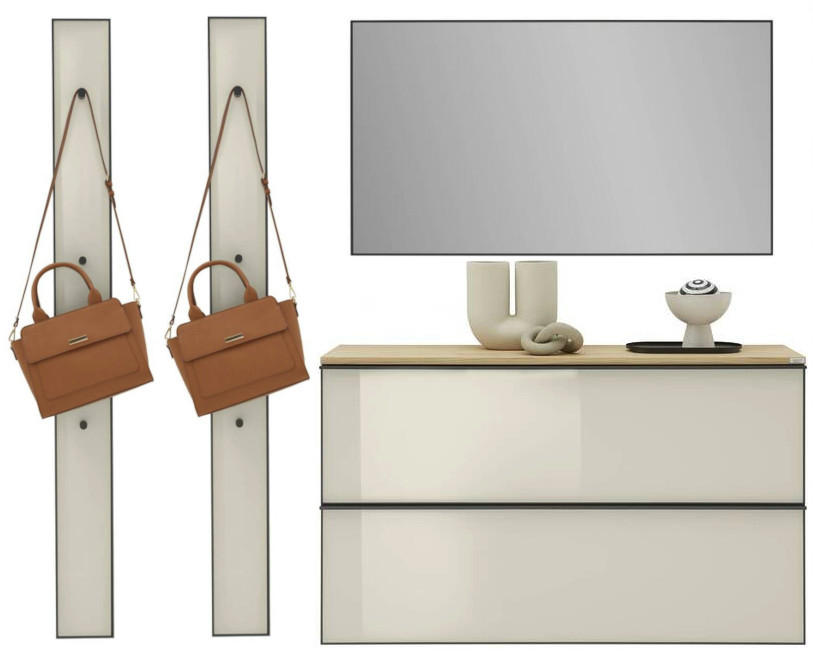 GARDEROBE 4-teilig  in 190/190/37 cm  - Eichefarben/Sahara, Design, Glas/Holz (190/190/37cm) - Dieter Knoll