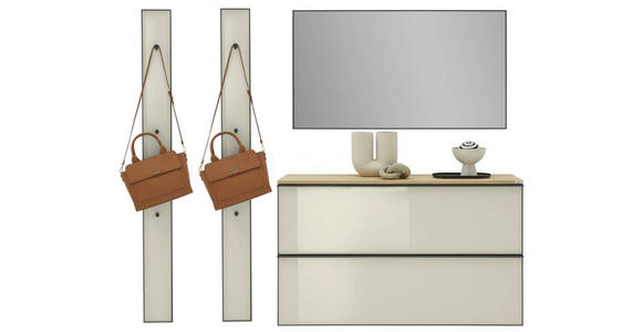 GARDEROBE 4-teilig  in 190/190/37 cm  - Eichefarben/Sahara, Design, Glas/Holz (190/190/37cm) - Dieter Knoll