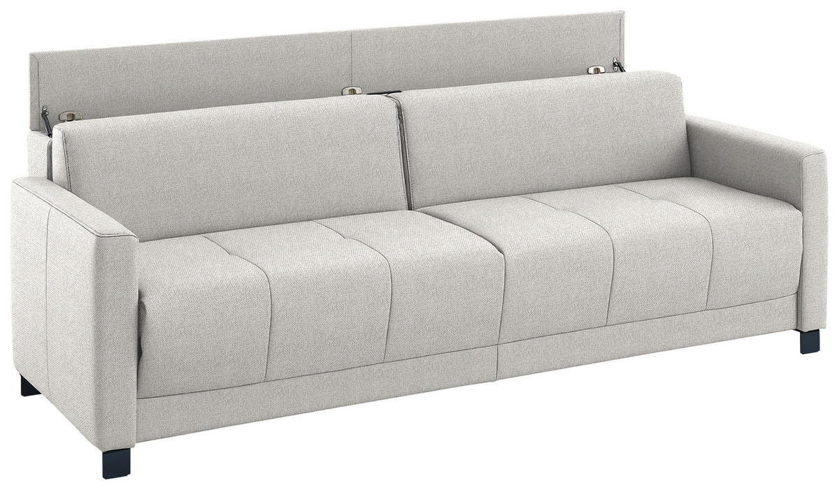 SCHLAFSOFA Flachgewebe Ecru haustierfreundlicher Bezug, Armteil rechts, Armteil links, Bettfunktion erhältlich, Schlafen auf Sitzhöhe, Stoffauswahl  - Ecru/Schwarz, Konventionell, Textil/Metall (232/77/116cm) - Dieter Knoll