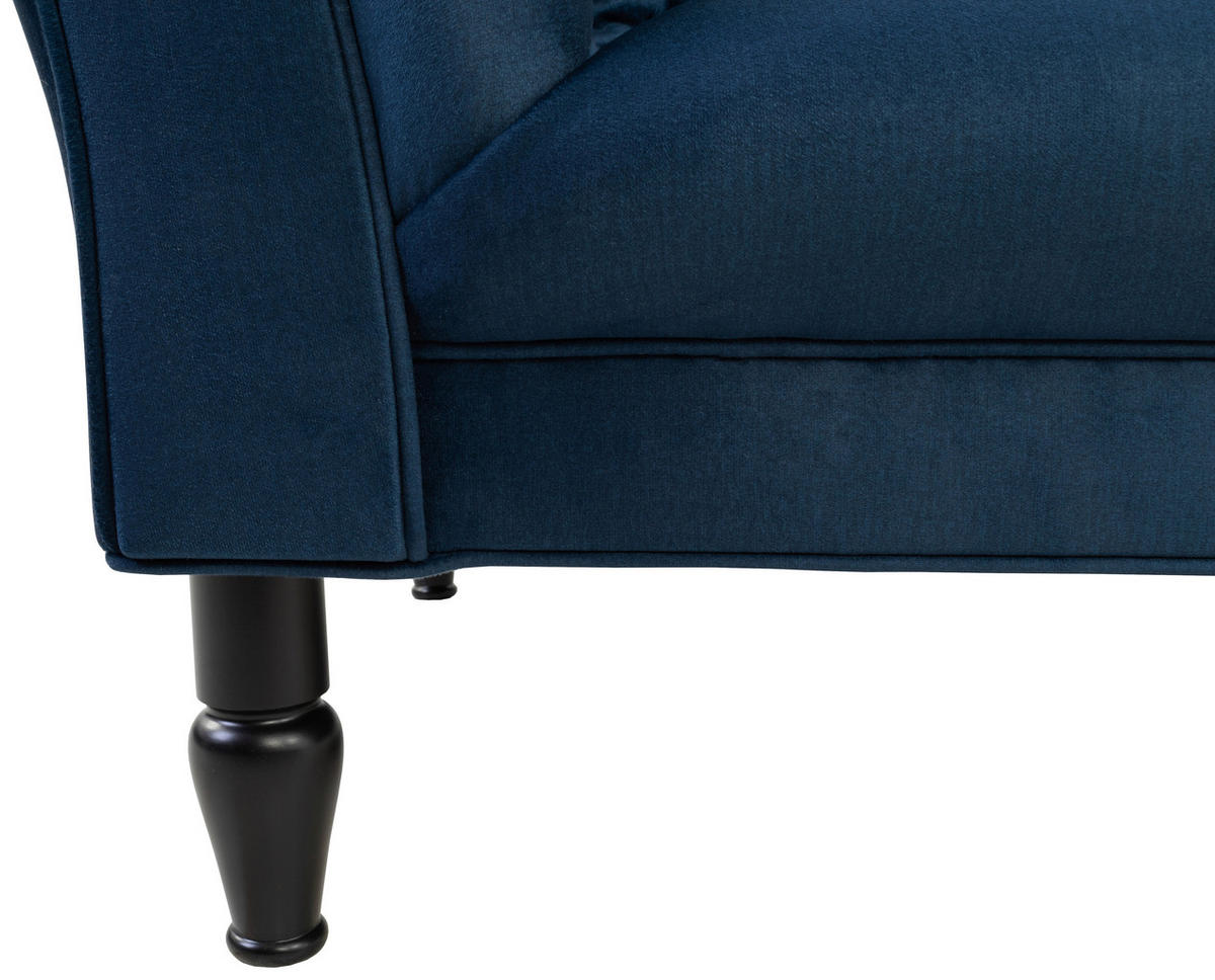 XXL-SESSEL in Velours Dunkelblau  - Schwarz/Dunkelblau, Design, Holz/Textil (180/94/103cm) - MID.YOU