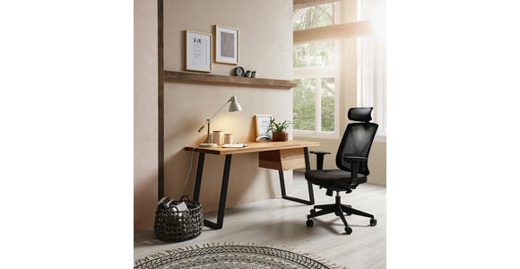 SCHREIBTISCH - Hellbraun/Eichefarben, LIFESTYLE, Holz/Metall (145/75/65cm) - Landscape