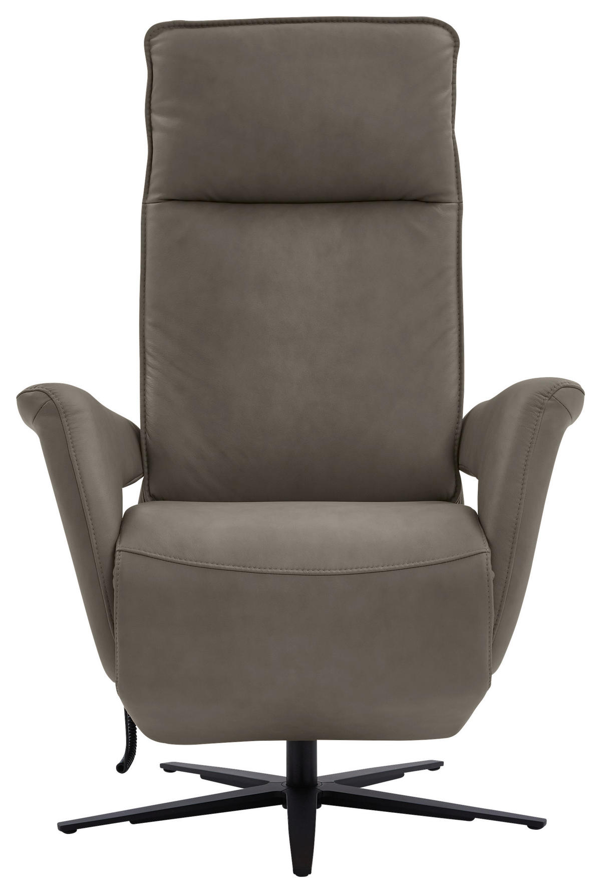 RELAXSESSEL in Leder Graubraun  - Graubraun/Schwarz, Design, Leder/Metall (83/123/87cm) - Valdera