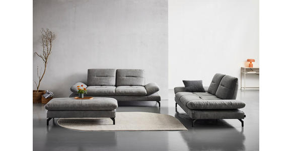 2,5-SITZER Mikrofaser Grau - Schwarz/Grau, KONVENTIONELL, Textil/Metall (226/90/105cm) - Carryhome