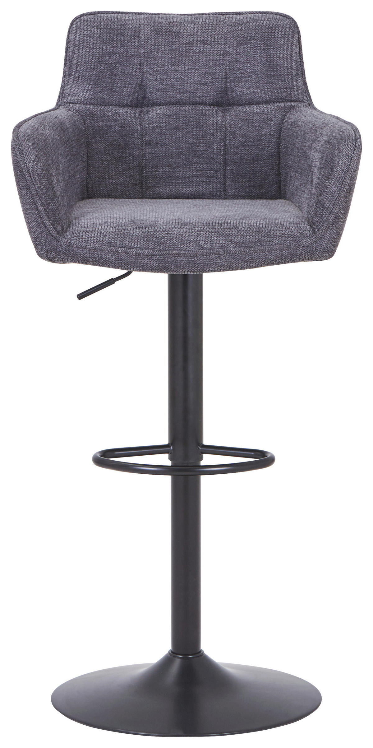 BARHOCKER Webstoff Grau, Schwarz Eisen Sitzfläche 360° drehbar, inklusive Armlehnen  - Schwarz/Grau, MODERN, Textil/Metall (54,5/111,5/51,5cm) - Livetastic