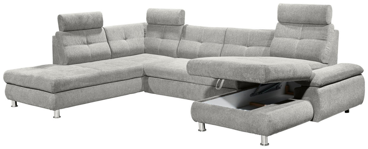 WOHNLANDSCHAFT Silberfarben Webstoff  - Silberfarben, MODERN, Kunststoff/Textil (233/349/177cm) - MID.YOU