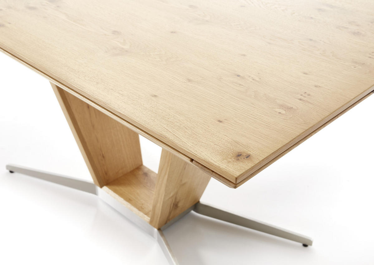 JEDÁLENSKÝ STÔL, divoký dub, prírodná farba, farba duba, niklová, 140/90/76 cm - prírodná farba/farba duba, Design, kov/drevo (140/90/76cm) - Ambiente