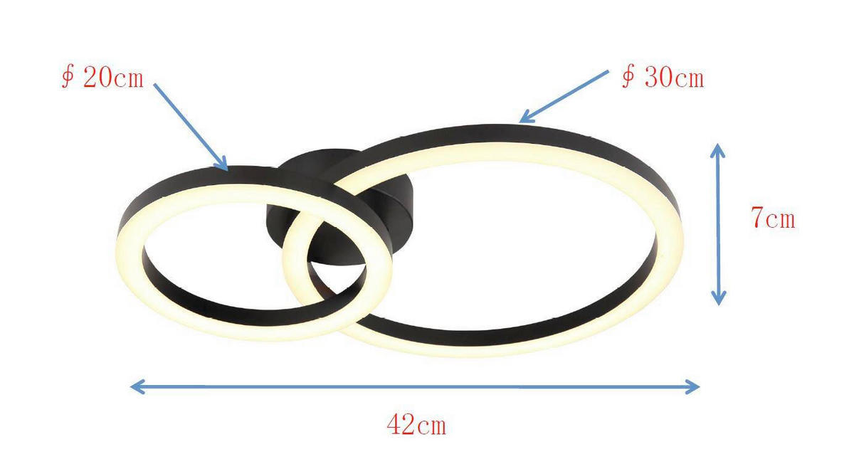 STROPNA LED-SVETILKA   //3000 K/230 V/ - črna/opal, kovina/umetna masa (42/30/7cm) - Globo