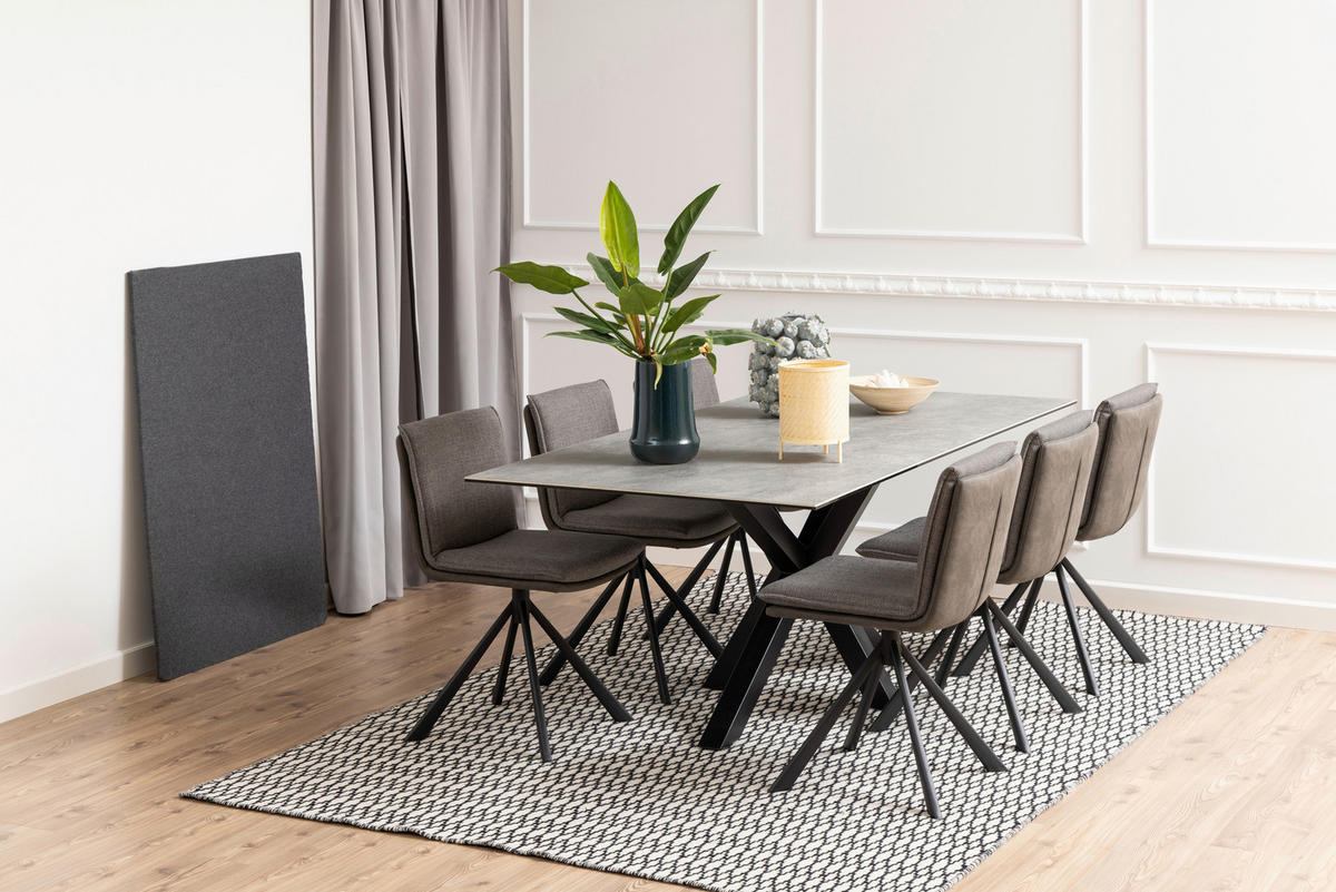 ESSTISCH in Keramik 200/100/75,5 cm  - Schwarz/Grau, Design, Keramik/Metall (200/100/75,5cm) - MID.YOU
