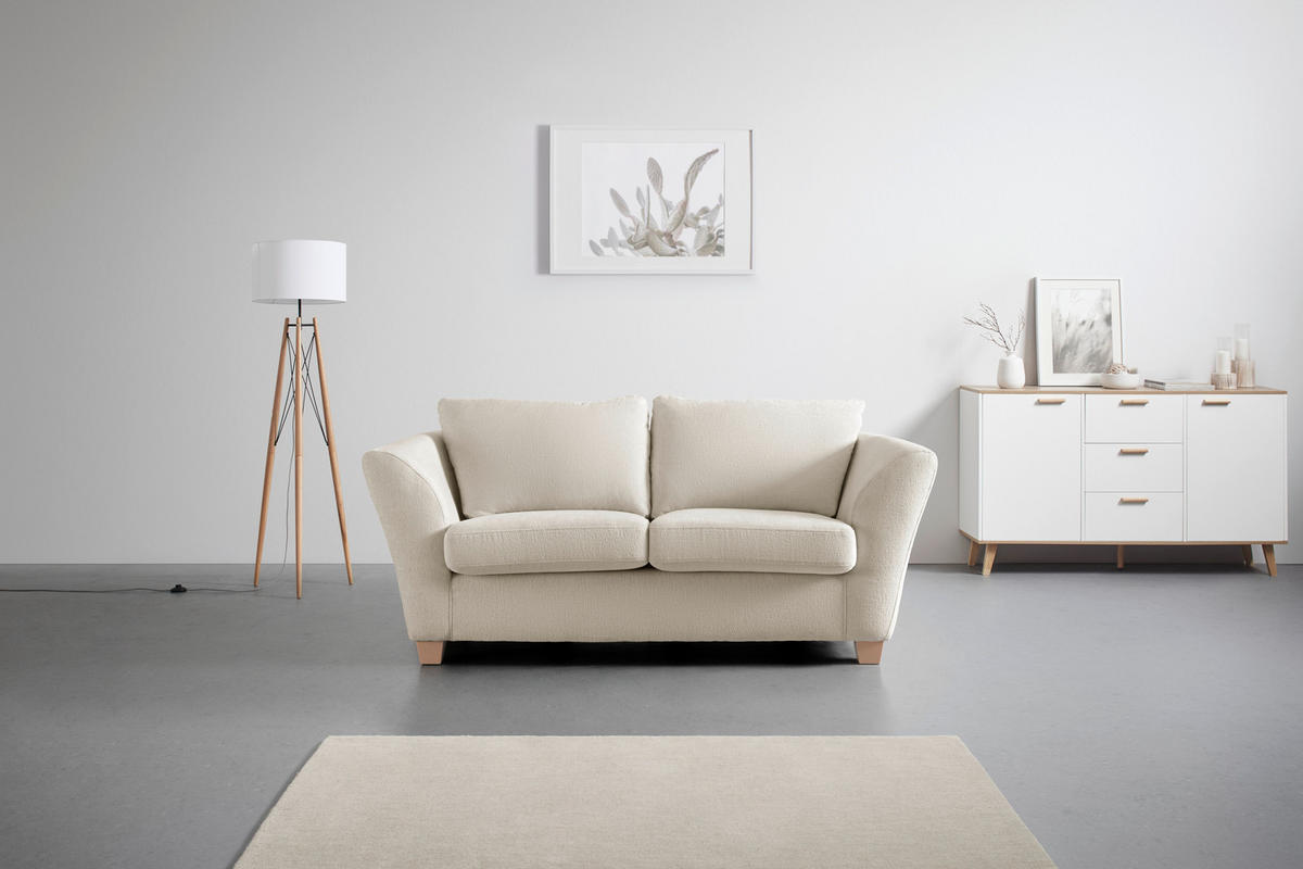 2-SITZER-SOFA in chenille beige  - beige/couleur écru, textile/bois (190/70-85/95cm) - MID.YOU
