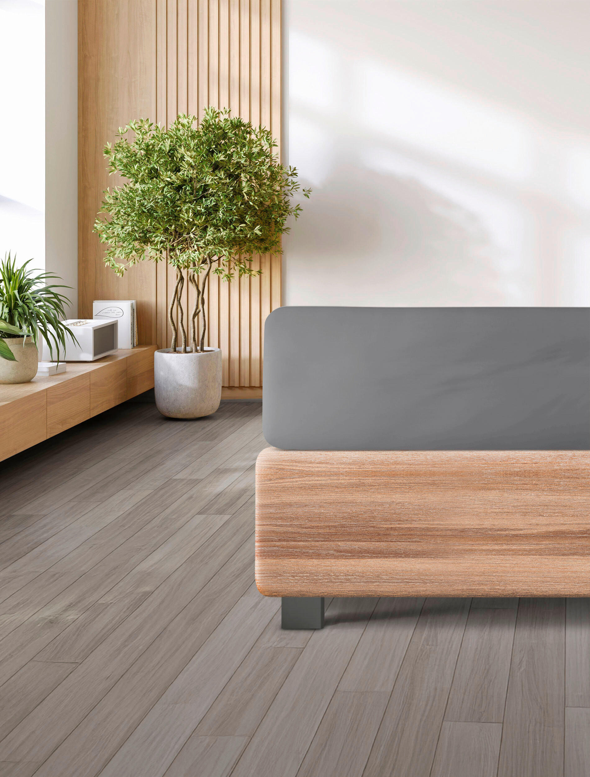 SPANNBETTTUCH Jersey  - Anthrazit, KONVENTIONELL, Textil (90-100/200-220cm) - Irisette