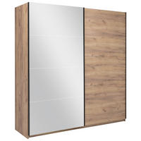 SCHIEBETÜRENSCHRANK 200/210/62 cm 2-türig Eichefarben  - Eichefarben/Schwarz, MODERN, Holzwerkstoff/Metall (200/210/62cm) - MID.YOU