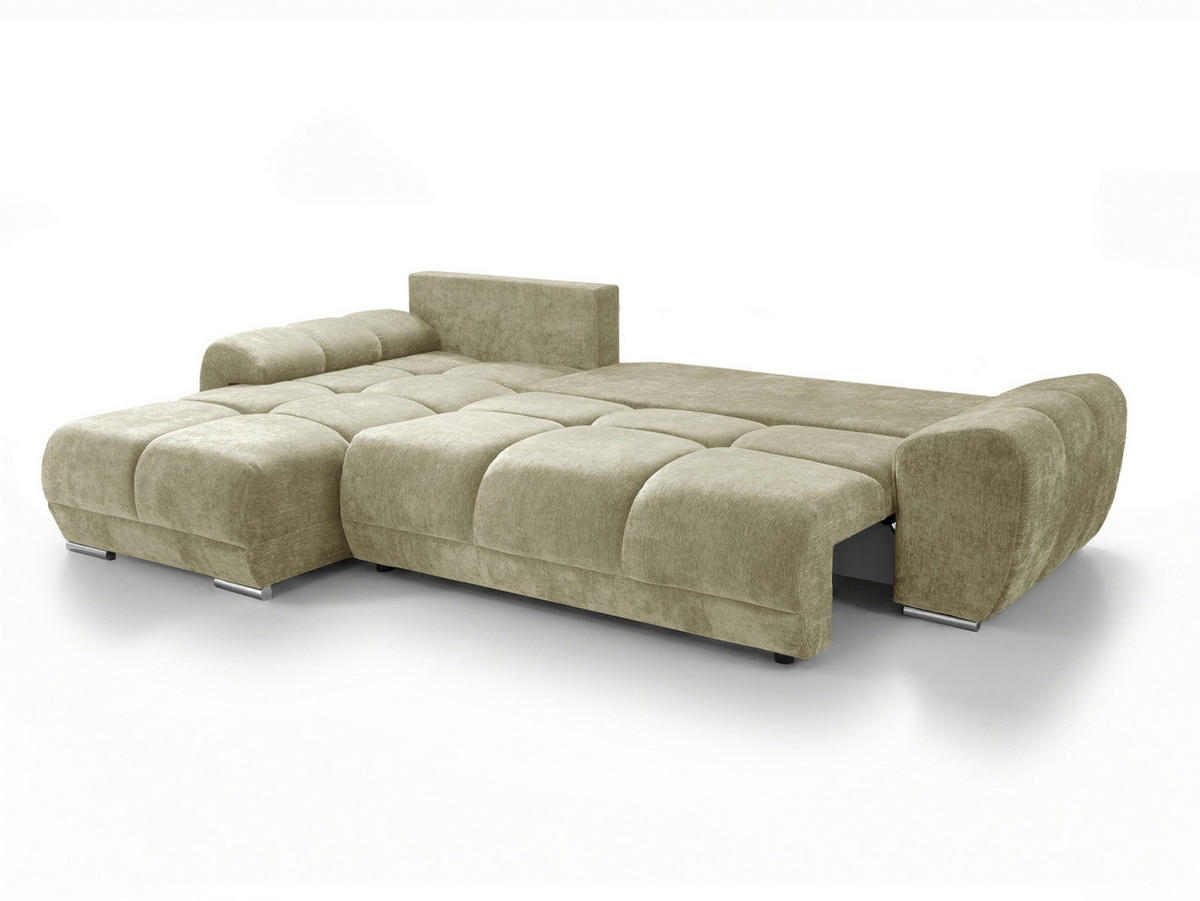 ECKSOFA  in Chenille Hellgrün  - Chromfarben/Schwarz, KONVENTIONELL, Kunststoff/Textil (183/290cm) - Xora