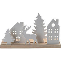 TEELICHTHALTER  - Braun/Weiß, LIFESTYLE, Holz/Keramik (30,2/10,5/18,5cm) - X-Mas