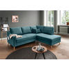 ECKSOFA in Cord Petrol  - Petrol/Naturfarben, Modern, Holz/Textil (230/200cm) - Livetastic