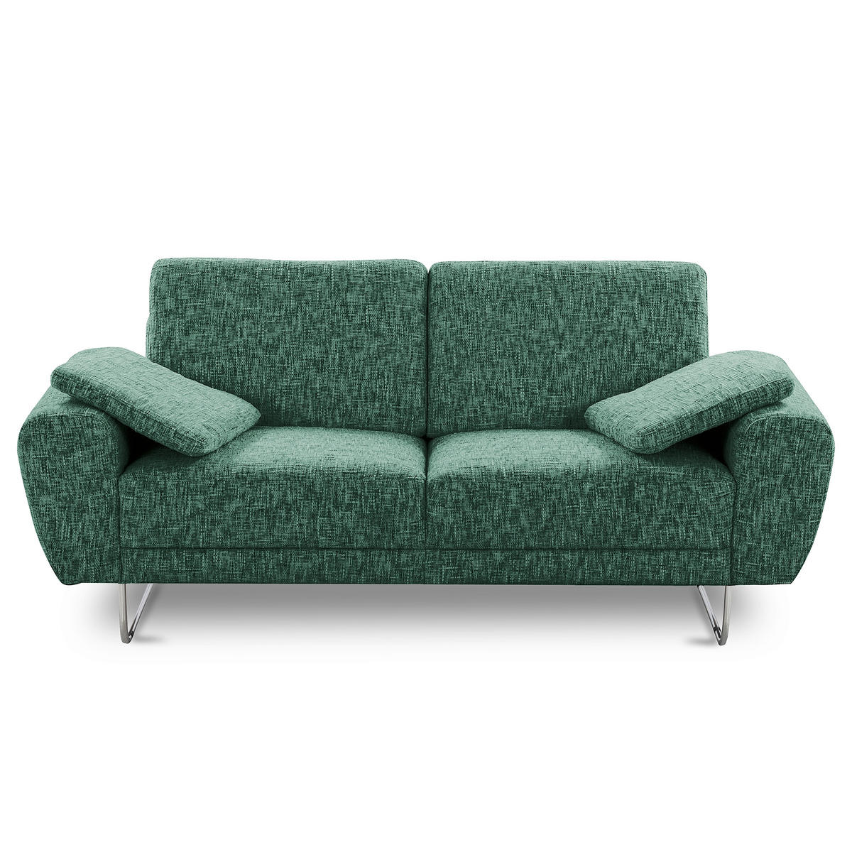 2-SITZER-SOFA SPRING in Webstoff Grün Modern  - Chromfarben/Grün, Design, Textil/Metall (157/85/92cm) - Livetastic