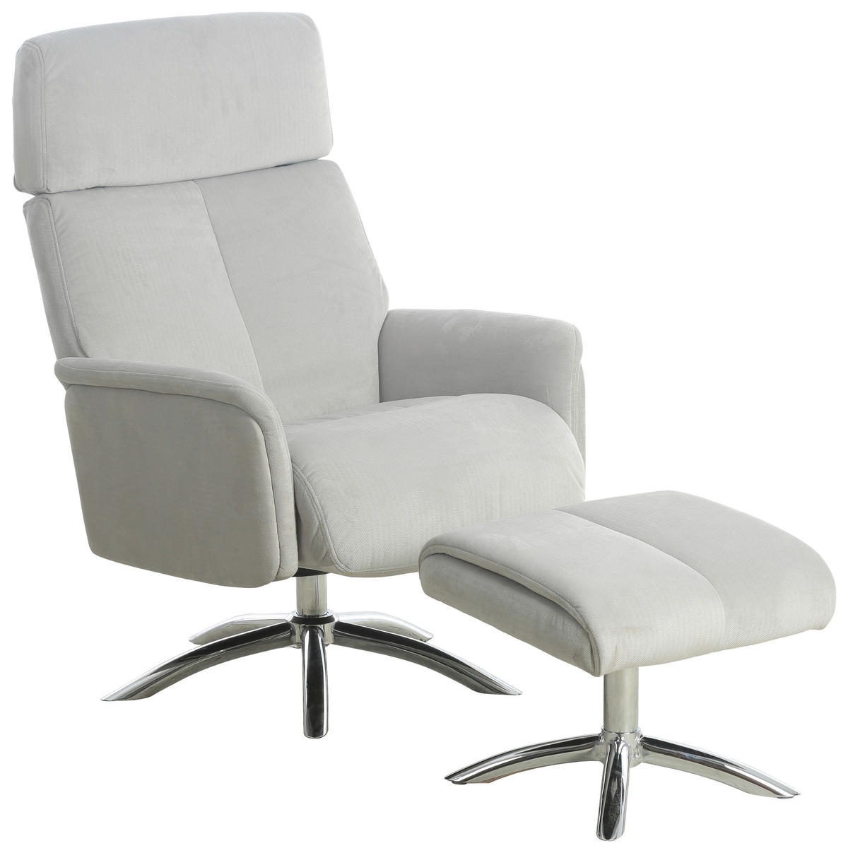 RELAXSESSELSET Samt Hocker    - Chromfarben/Grau, MODERN, Textil/Metall (72/103.5/88cm) - P & B