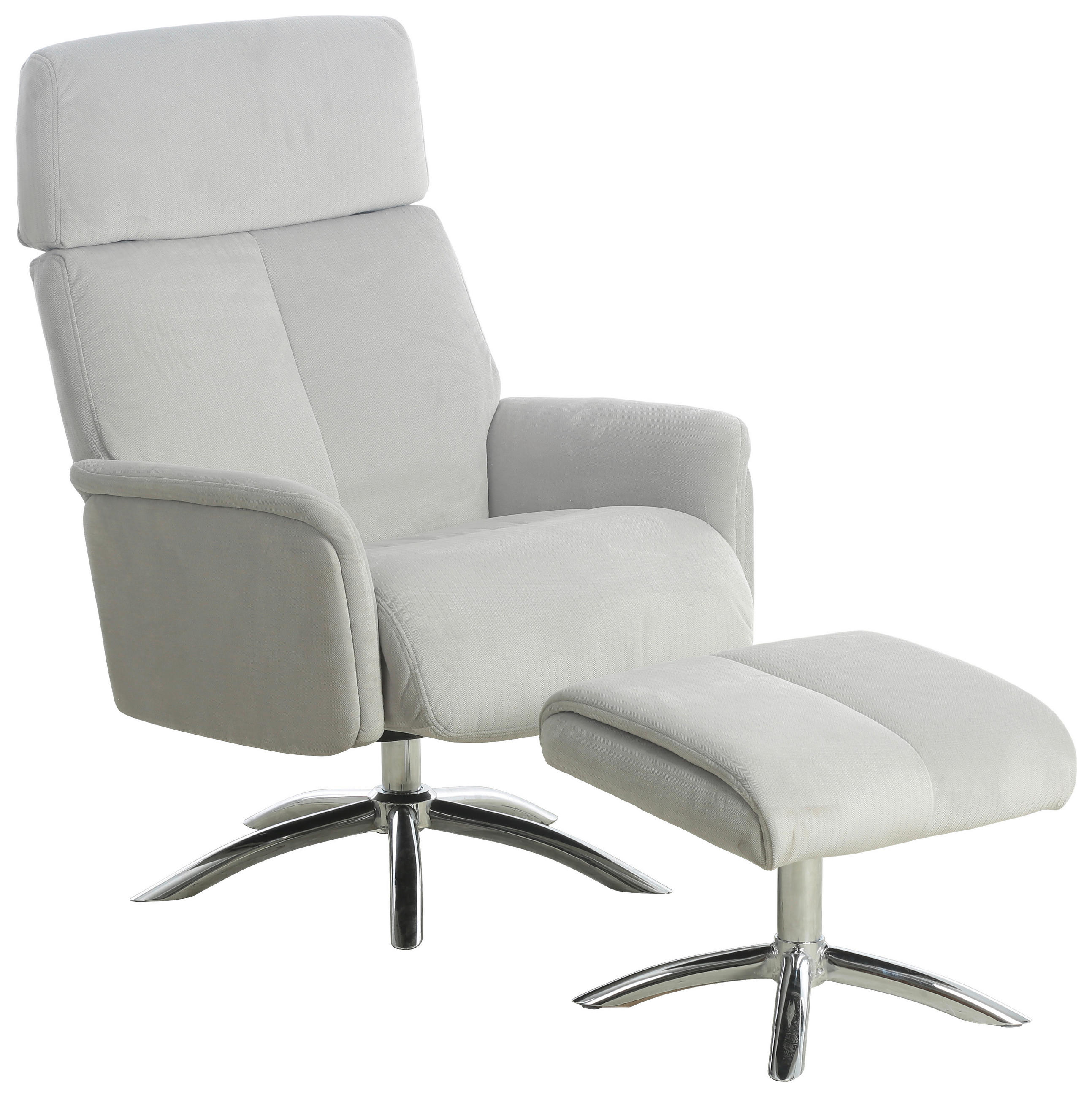 P & B RELAXAČNÍ KŘESLO S TABURETEM, textil, šedá