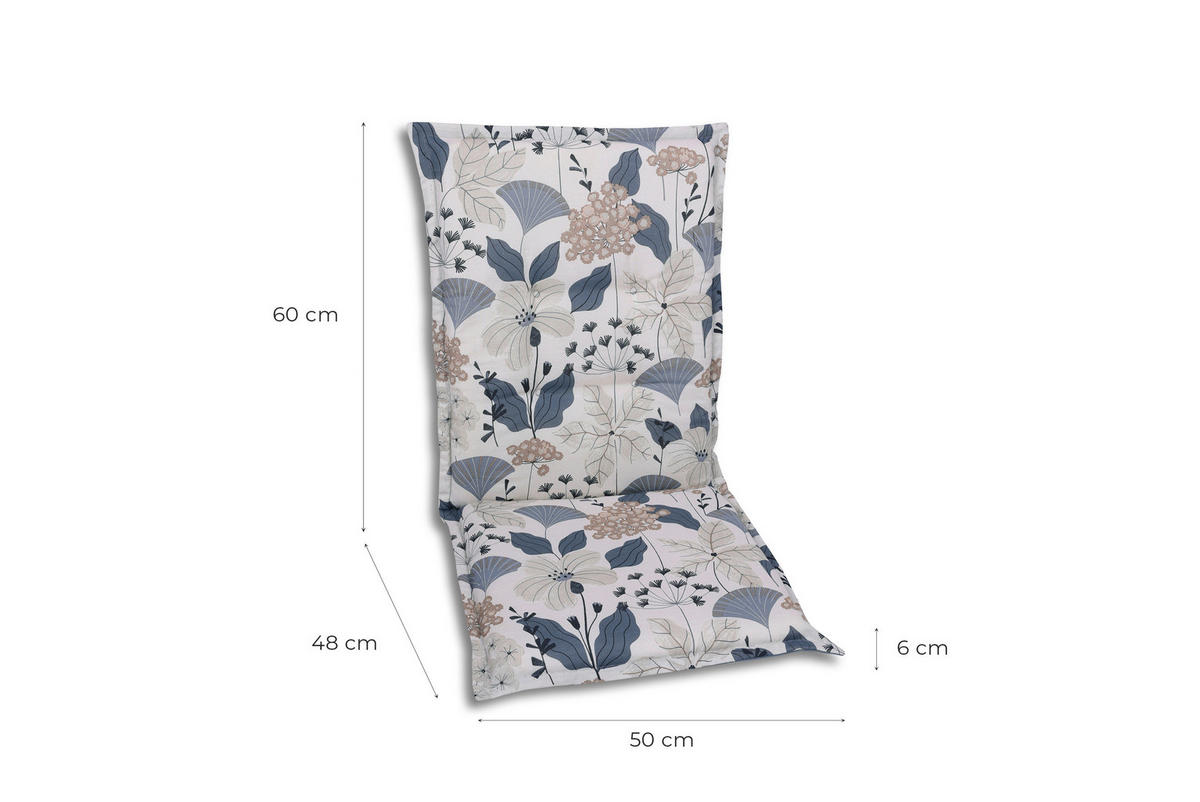 SESSELAUFLAGENSET in Beige, Blau Floral  - Blau/Beige, Design, Textil (50/6/108cm)