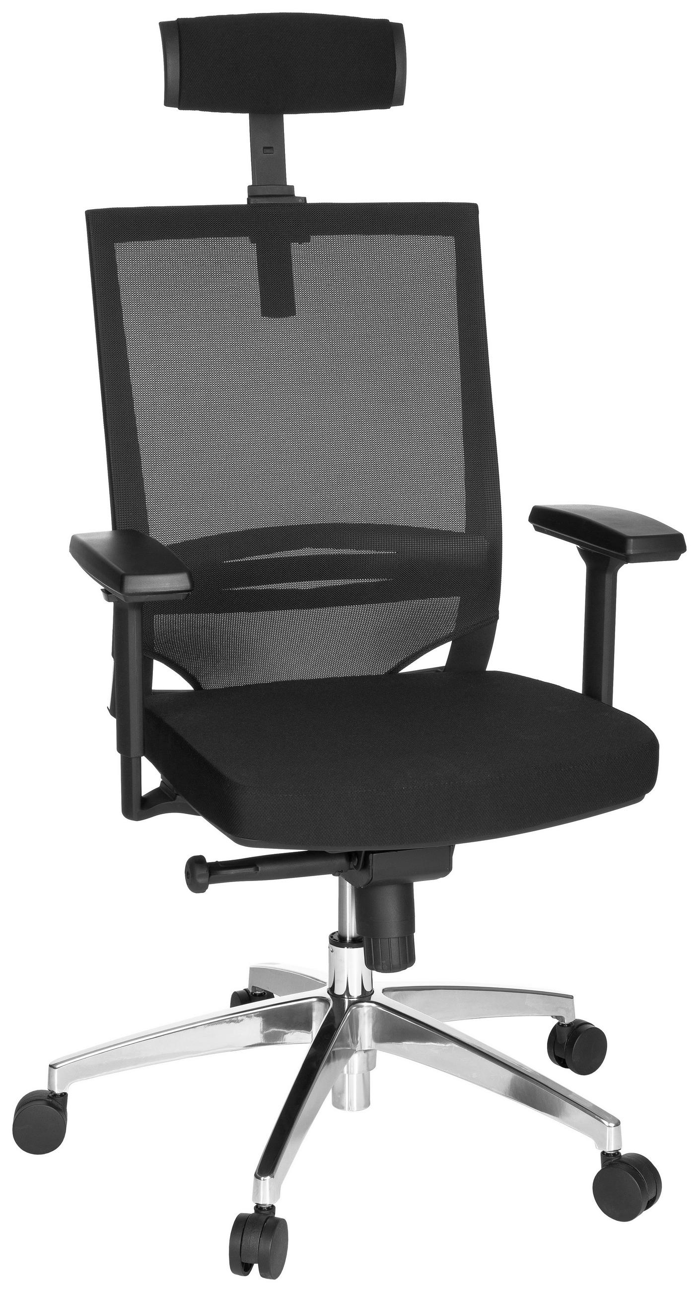 SNURRSTOL  i nätklädsel, flatväv svart  - aluminiumfärg/svart, Modern, metall/textil (63/113/65cm) - MID.YOU