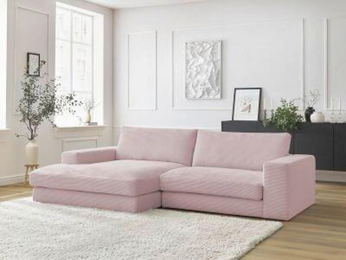 ECKSOFA  LEONARD Violett Cord  - Violett/Schwarz, MODERN, Kunststoff/Textil (159/274cm)