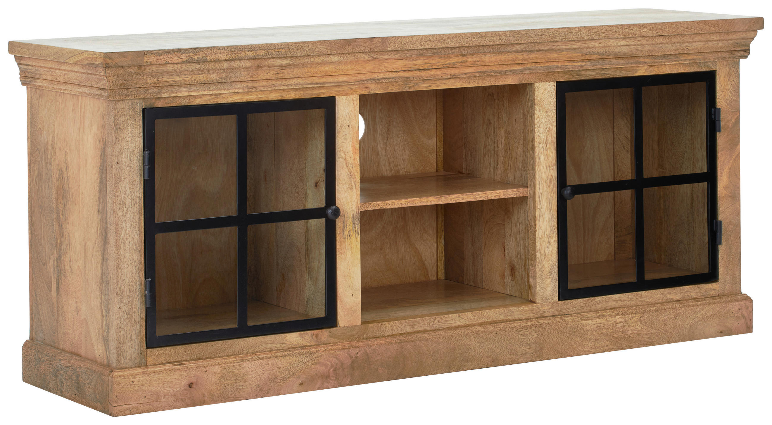 MID.YOU NÍZKA KOMODA, mangové drevo, prírodná farba, čierna, svetlohnedá, 150/65/40 cm