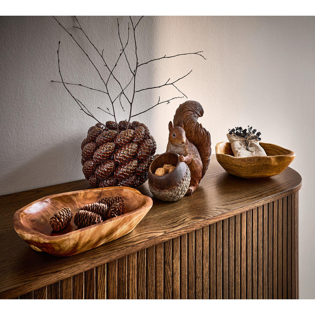Thumbnail - Ambia Home Dekoschale, Hellbraun, Holz, Spießtanne, massiv, geometrisch, oval, 25x9x29 cm, Lfgb, lebensmittelecht, Dekor...