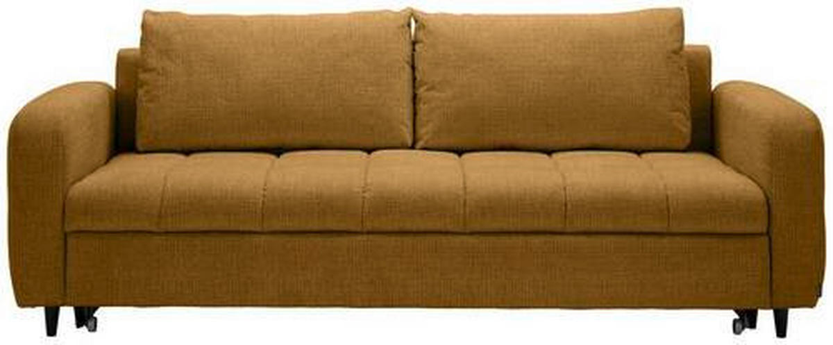 SCHLAFSOFA in Textil Senfgelb  - Senfgelb/Schwarz, Design, Holz/Textil (236/88/101cm) - Stylife