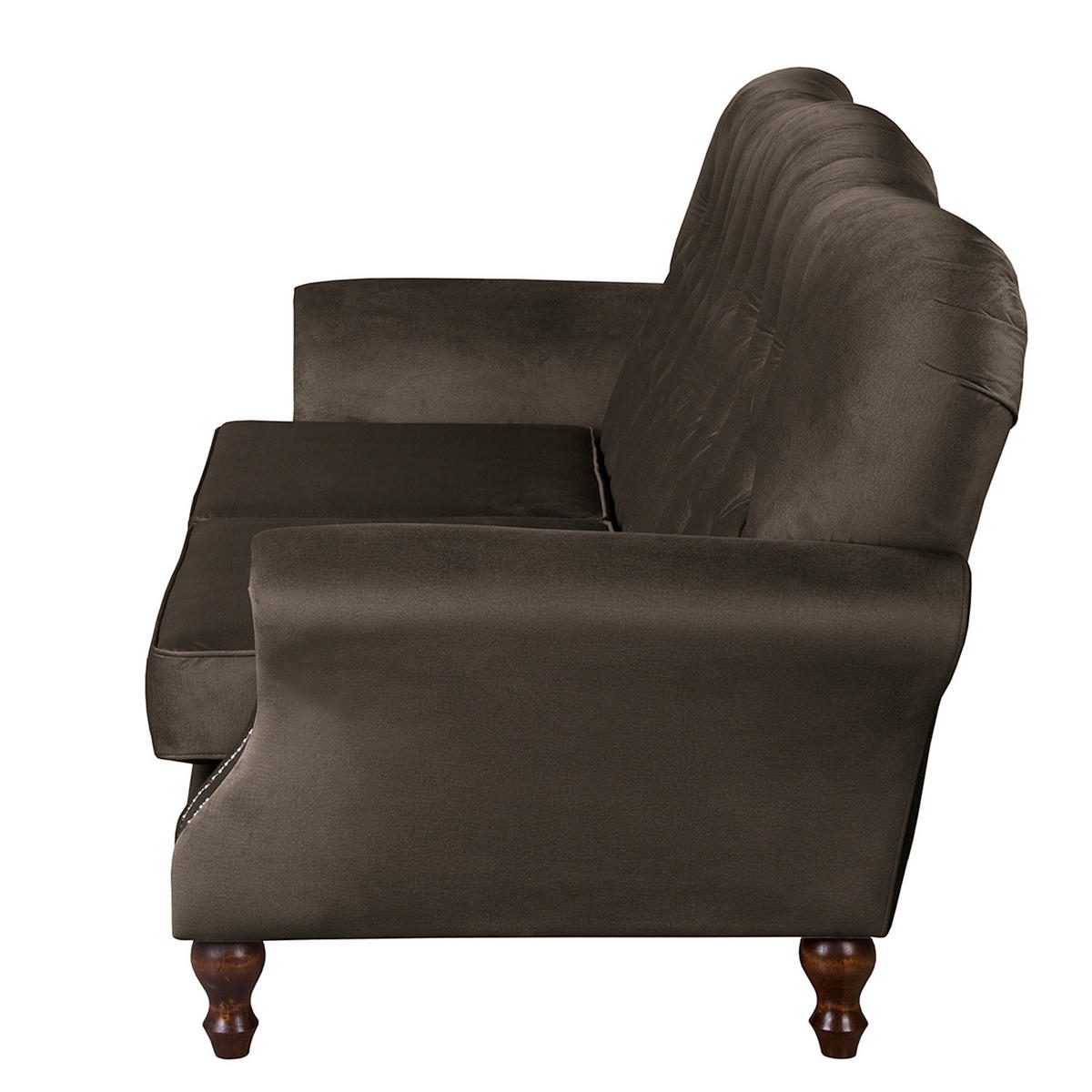 3-SITZER-SOFA Jersey in Velours Dunkelbraun  - Dunkelbraun, Design, Holz/Textil (210/98/95cm) - P & B