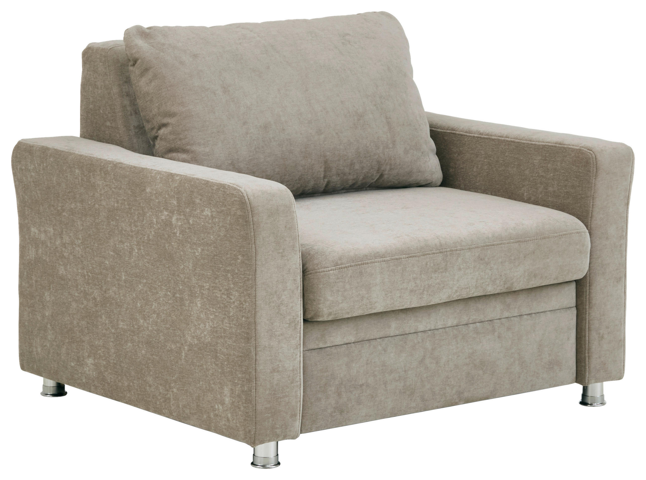 SCHLAFSESSEL Chenille Hellbraun    - Chromfarben/Hellbraun, KONVENTIONELL, Textil/Metall (106/90/100cm) - Beldomo Style