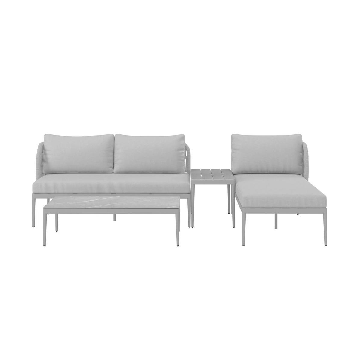 LOUNGE GARNITURA tkanina aluminij  - siva/naravne barve, Moderno, kovina/umetna masa (255/72/145cm) - Ambia Garden