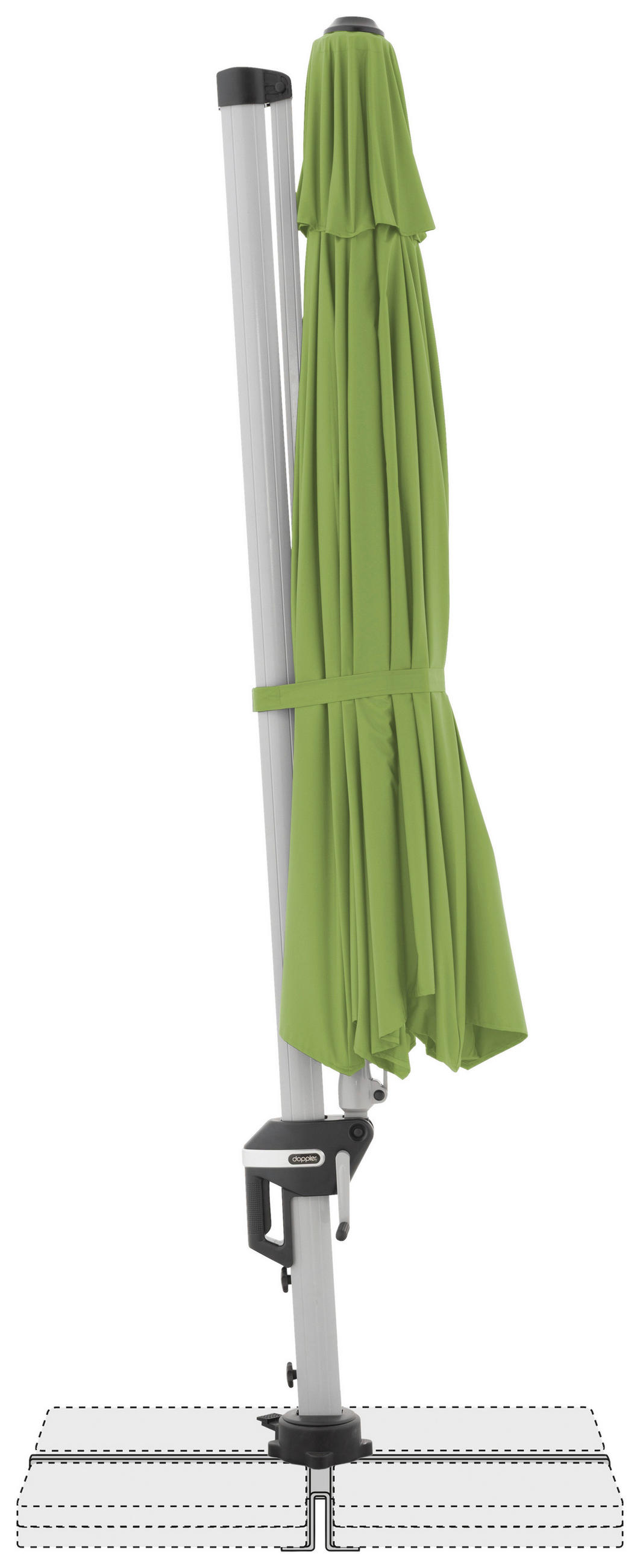 AMPELSCHIRM 370 cm Grün  - Silberfarben/Grün, Basics, Textil/Metall (370cm) - Doppler