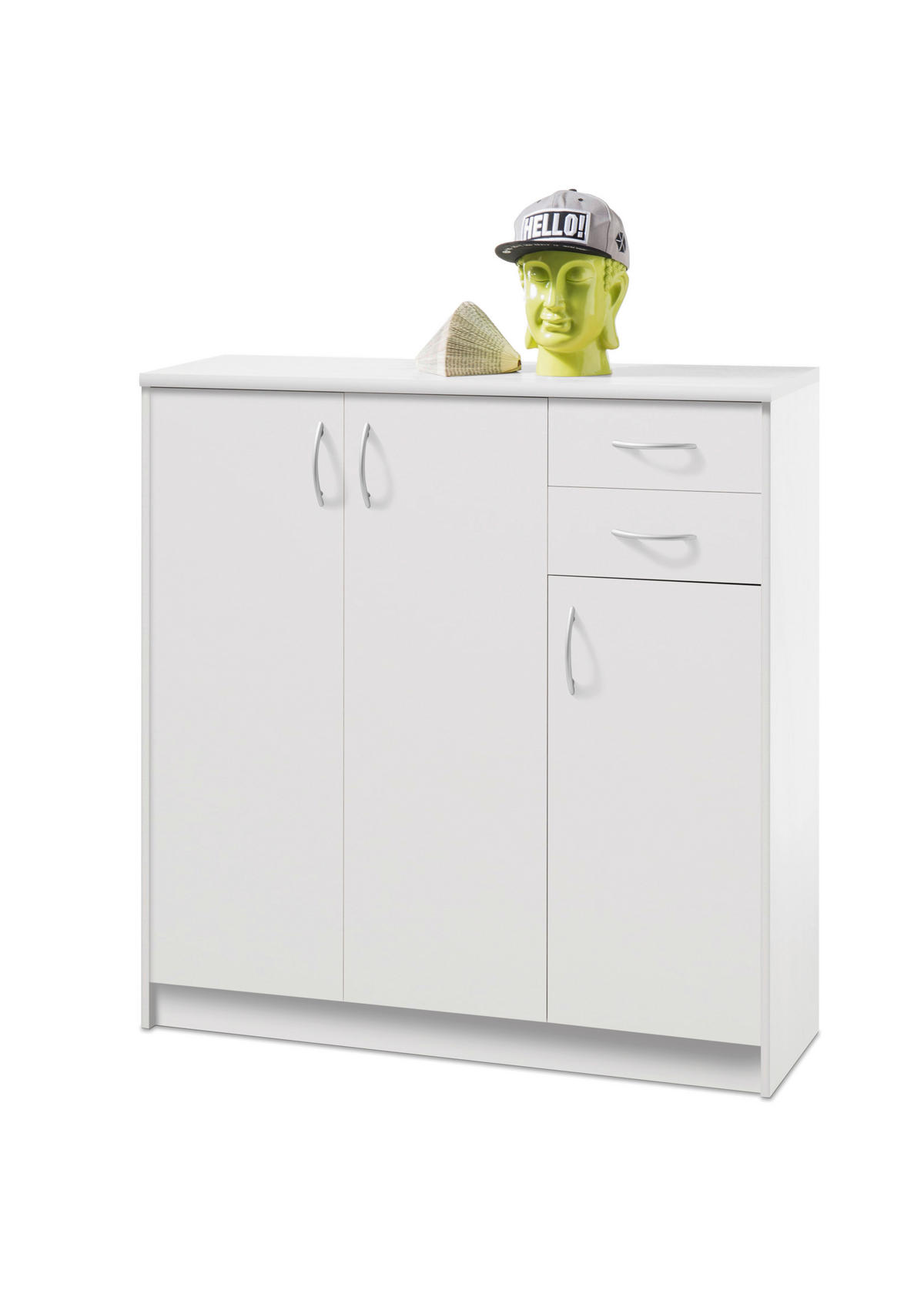 KOMODA   109/112/35 cm   bijela  - bijela/srebrne boje, Basics, drvni materijal/plastika (109/112/35cm) - Carryhome