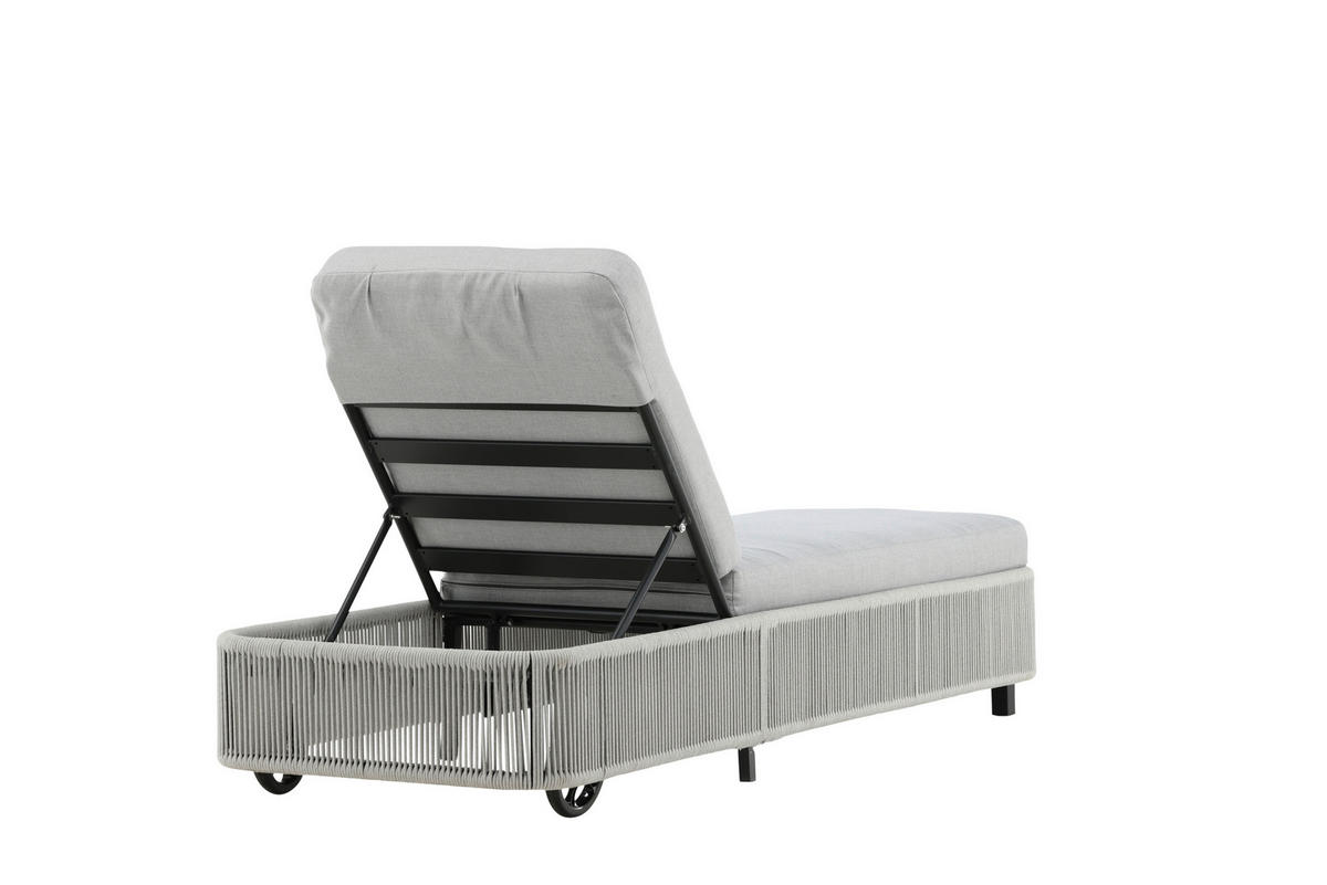 SONNENLIEGE 75/32/205 cm  - Schwarz/Grau, KONVENTIONELL, Textil/Metall (75/32/205cm) - Gardenson