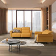 3-SITZER-SOFA Echtleder Currygelb  - Currygelb/Schwarz, Design, Leder/Metall (210/79/104cm) - Emilio Belluti