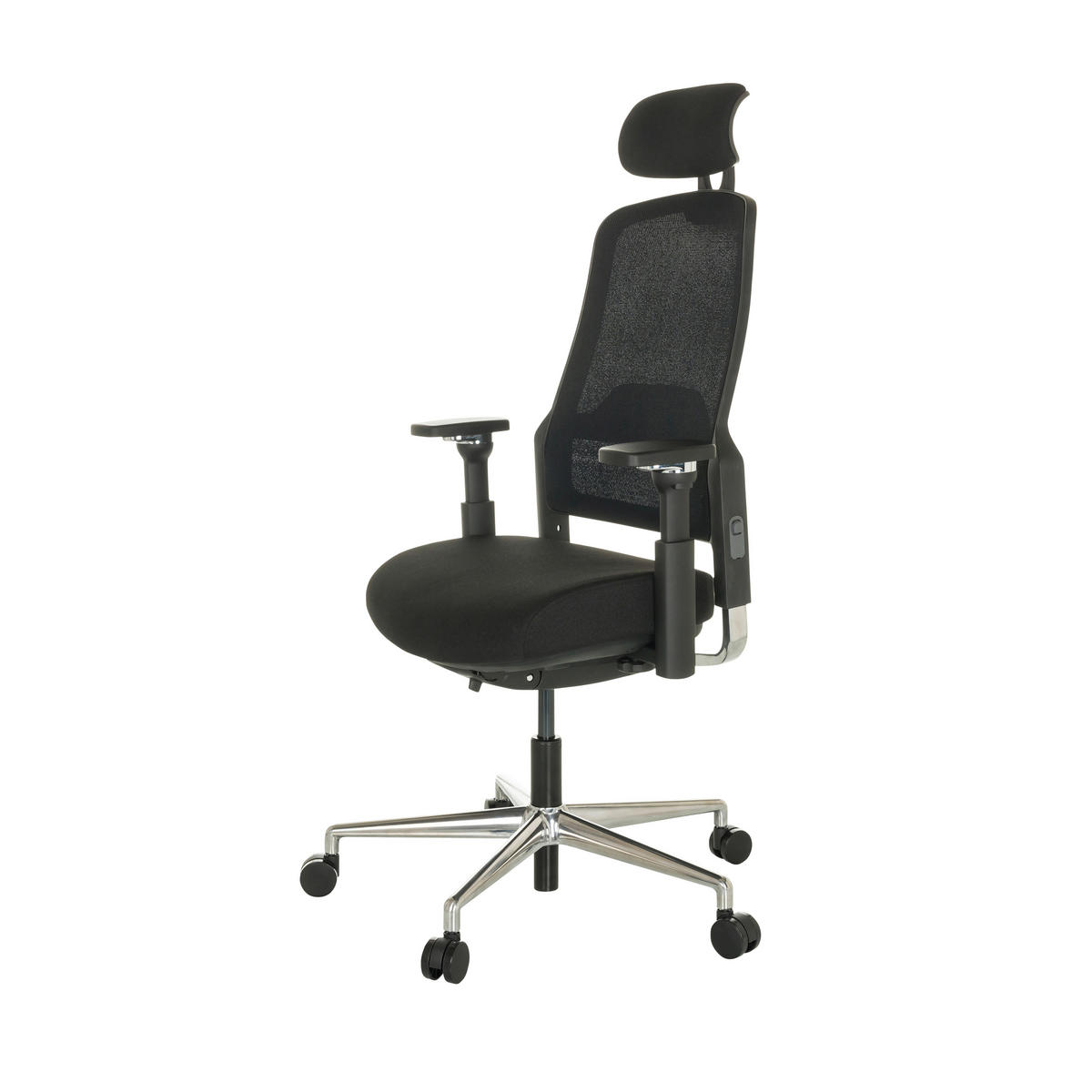 DREHSTUHL Schwarz  - Silberfarben/Schwarz, Basics, Kunststoff/Textil (65/111-126/61cm) - MID.YOU