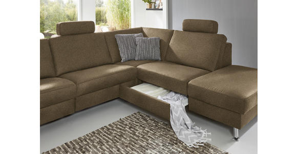 ECKSOFA in Mikrofaser Grün  - Alufarben/Grün, Design, Textil/Metall (275/242cm) - Dieter Knoll