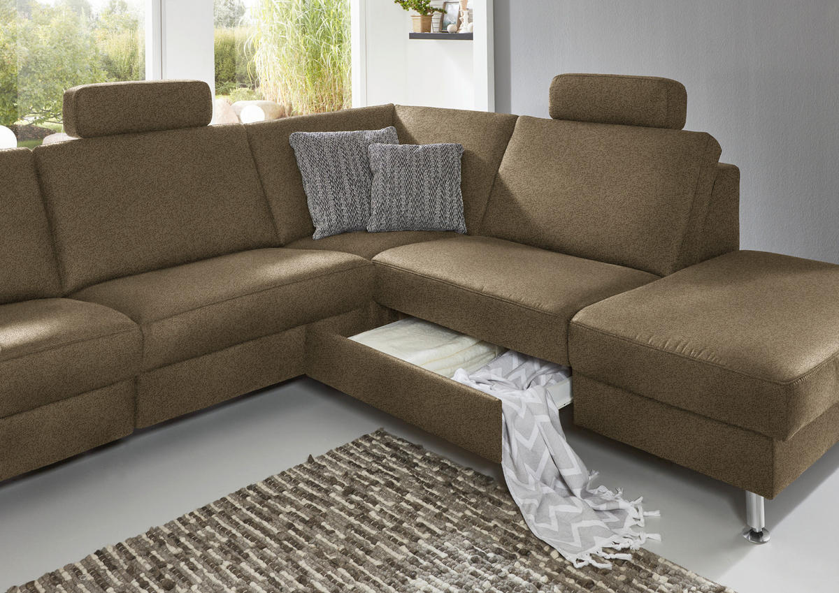 ECKSOFA in Mikrofaser Grün  - Alufarben/Grün, Design, Textil/Metall (275/242cm) - Dieter Knoll