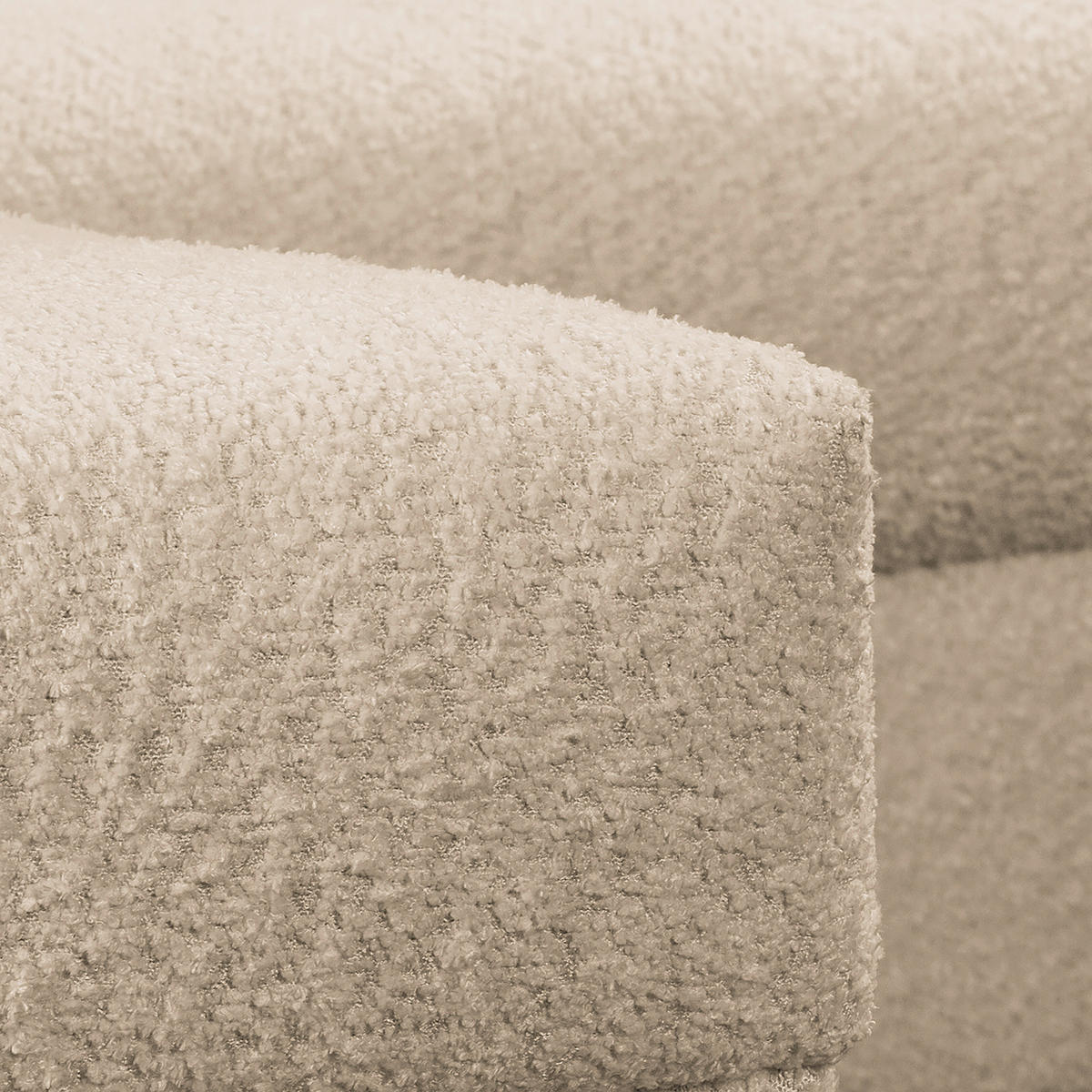 ECKSOFA Bouclé Weiss  - Weiss/Naturfarben, Design, Holz/Textil (161/231cm) - Livetastic