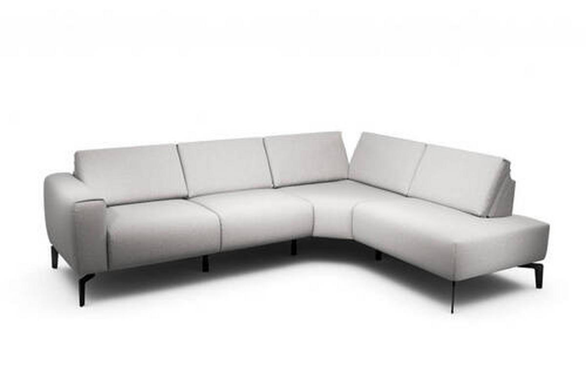 ECKSOFA in Samt Hellgrau  256/193 cm  - Hellgrau/Schwarz, Design, Textil/Metall (256/193cm) - SENSOO