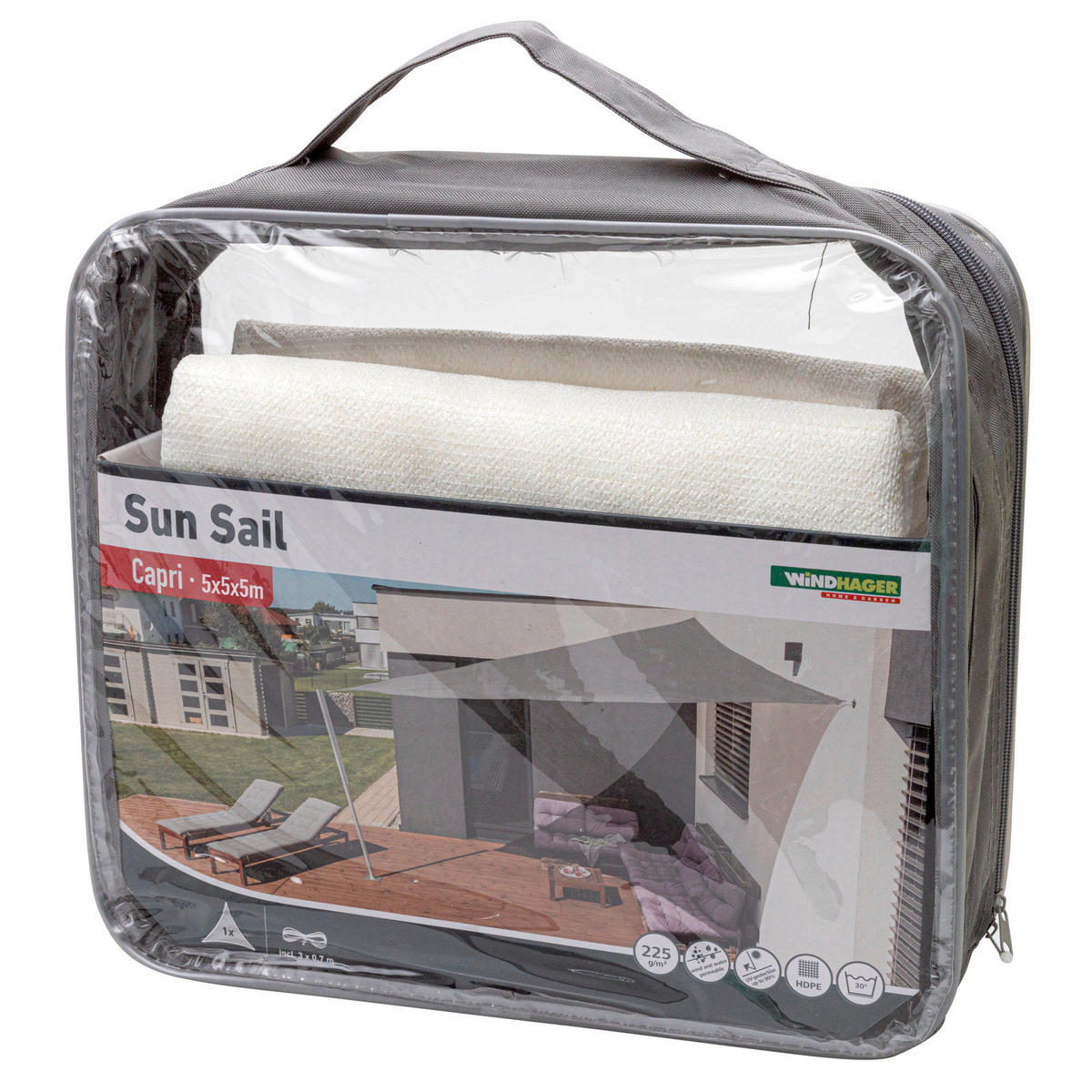 GARTENSONNENSEGEL   - Weiß, Basics, Kunststoff (500/500/500cm) - Windhager