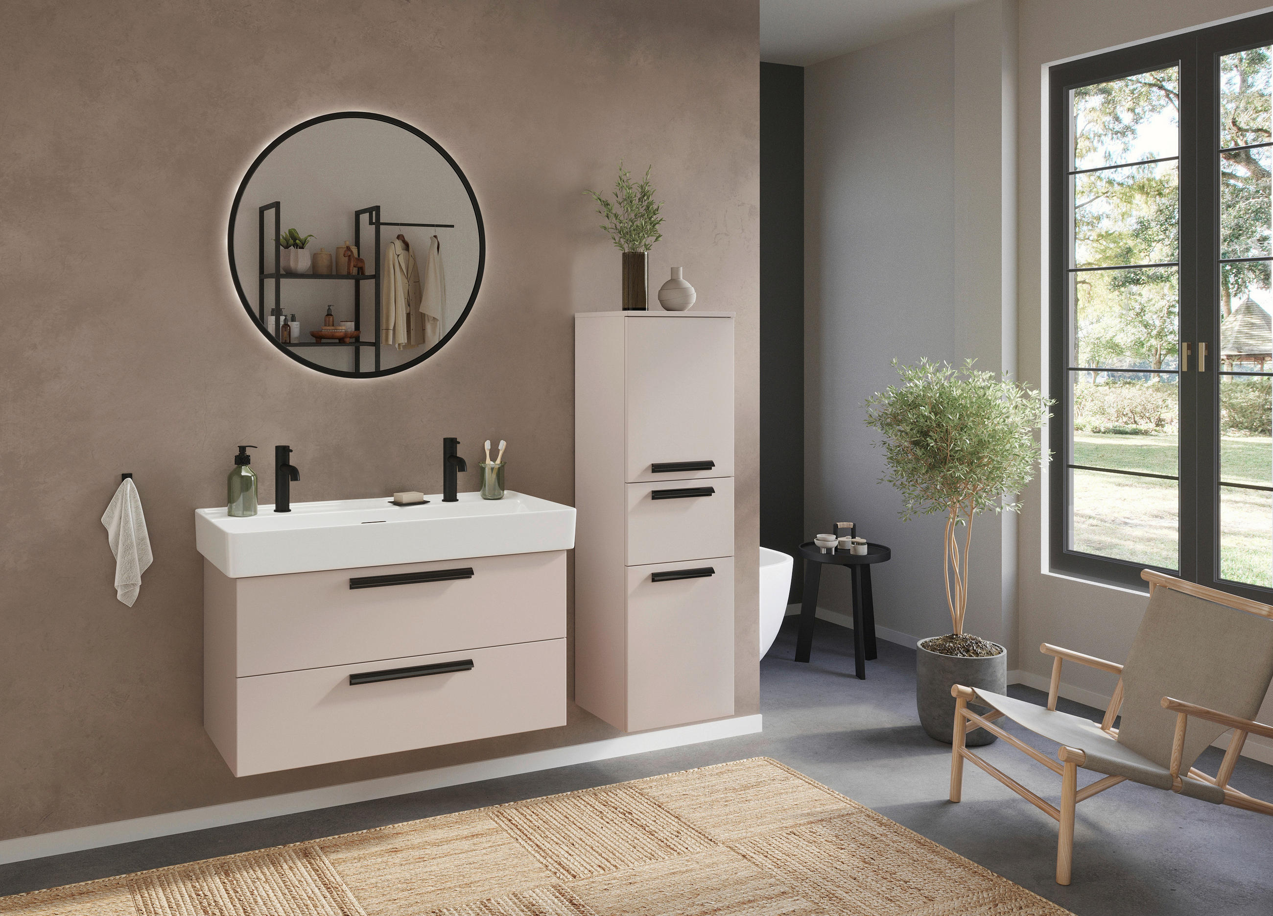 BADEZIMMERSPIEGEL 80/80/3 cm  - Schwarz, KONVENTIONELL, Glas/Metall (80/80/3cm) - Xora